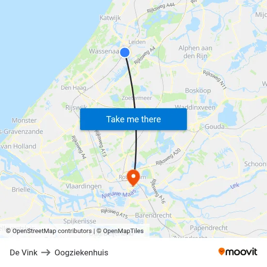 De Vink to Oogziekenhuis map