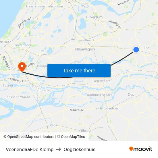 Veenendaal-De Klomp to Oogziekenhuis map