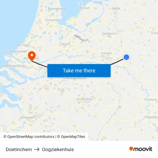 Doetinchem to Oogziekenhuis map