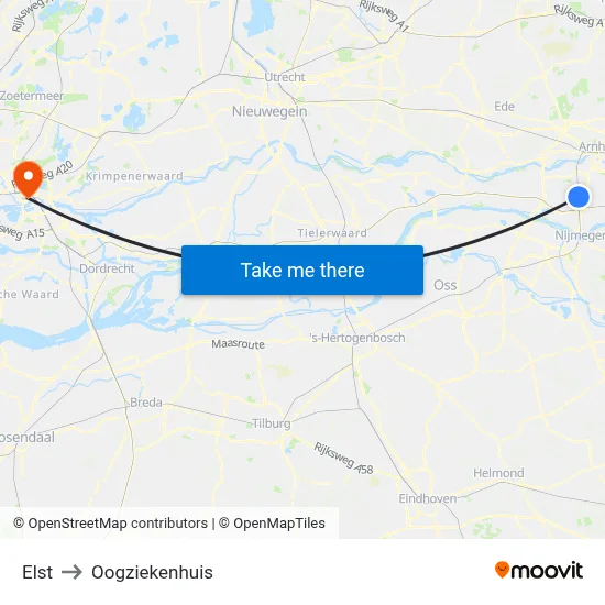 Elst to Oogziekenhuis map