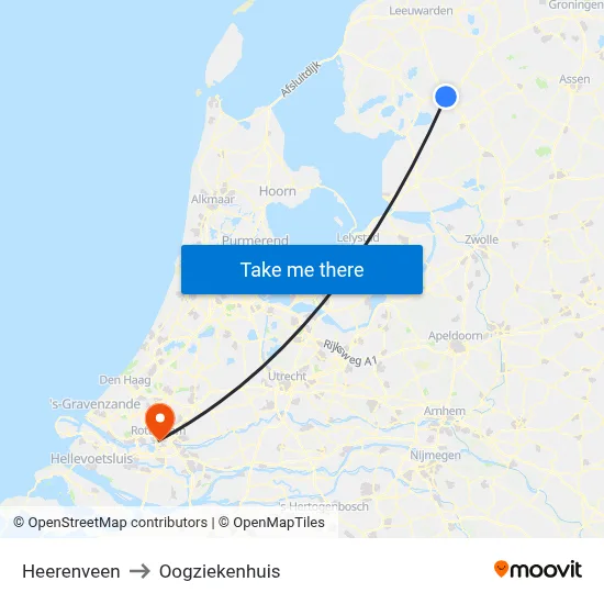Heerenveen to Oogziekenhuis map