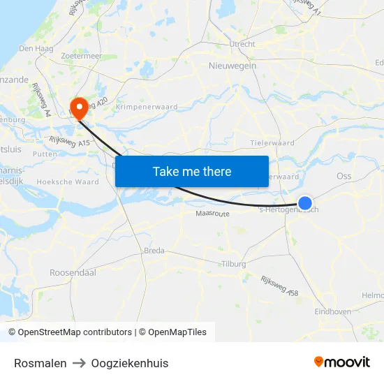 Rosmalen to Oogziekenhuis map
