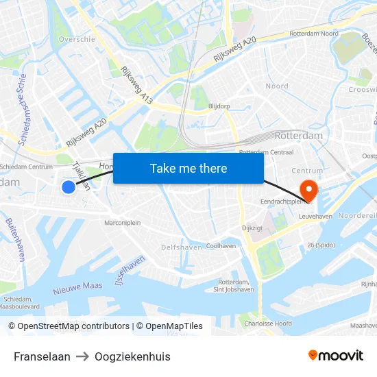 Franselaan to Oogziekenhuis map
