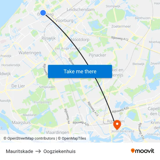 Mauritskade to Oogziekenhuis map