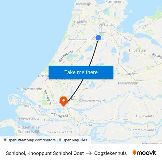 Schiphol, Knooppunt Schiphol Oost to Oogziekenhuis map