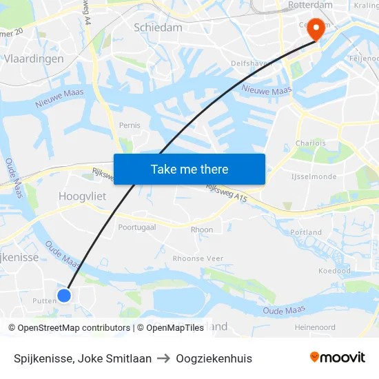 Spijkenisse, Joke Smitlaan to Oogziekenhuis map