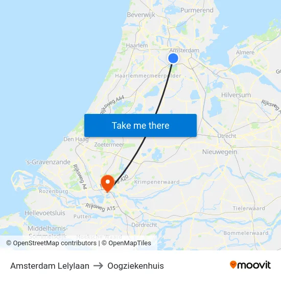 Amsterdam Lelylaan to Oogziekenhuis map