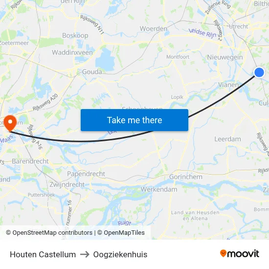 Houten Castellum to Oogziekenhuis map
