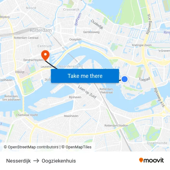Nesserdijk to Oogziekenhuis map