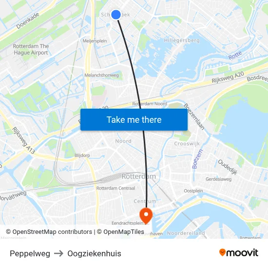 Peppelweg to Oogziekenhuis map