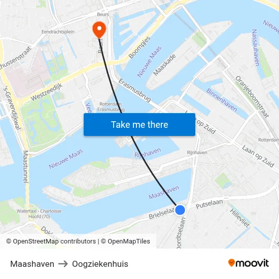 Maashaven to Oogziekenhuis map
