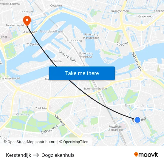 Kerstendijk to Oogziekenhuis map