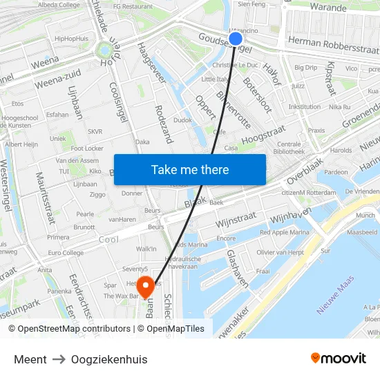 Meent to Oogziekenhuis map