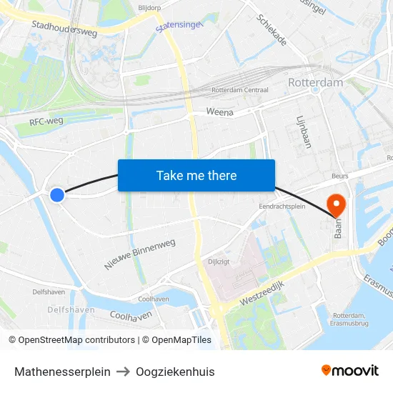 Mathenesserplein to Oogziekenhuis map