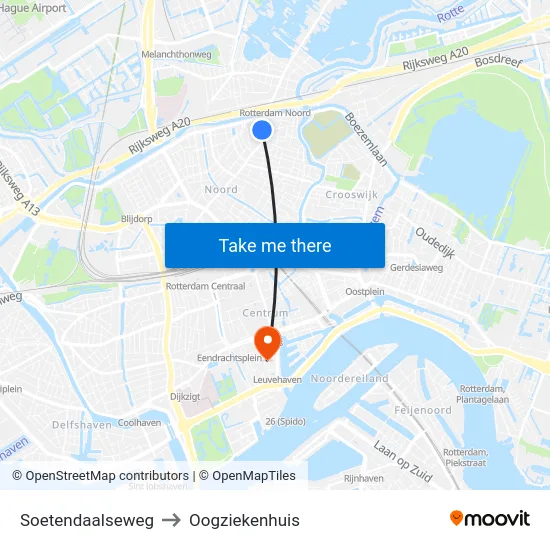 Soetendaalseweg to Oogziekenhuis map