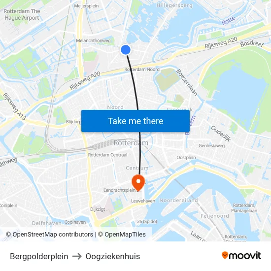 Bergpolderplein to Oogziekenhuis map