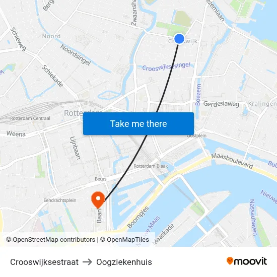 Crooswijksestraat to Oogziekenhuis map