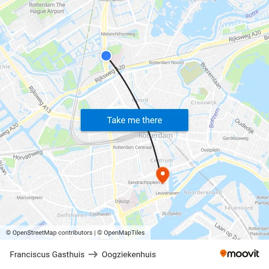 Franciscus Gasthuis to Oogziekenhuis map