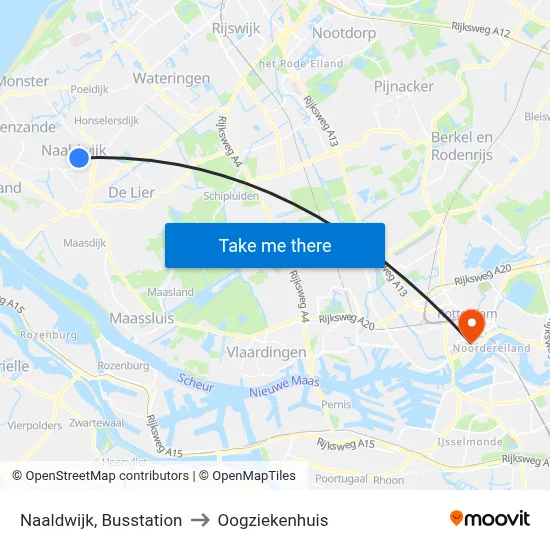 Naaldwijk, Busstation to Oogziekenhuis map
