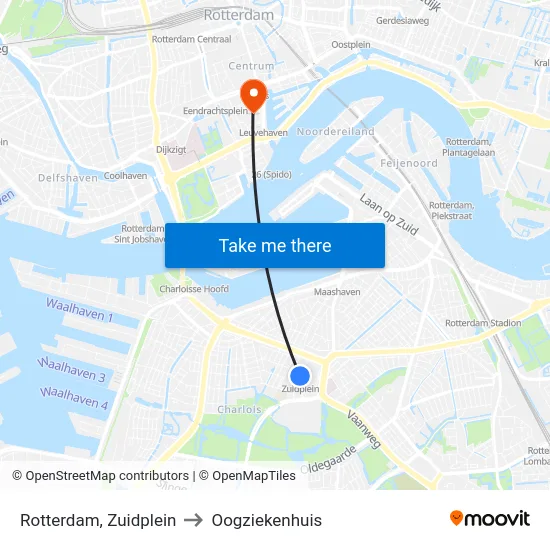 Rotterdam, Zuidplein to Oogziekenhuis map