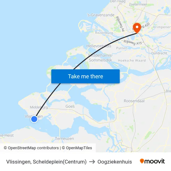 Vlissingen, Scheldeplein(Centrum) to Oogziekenhuis map