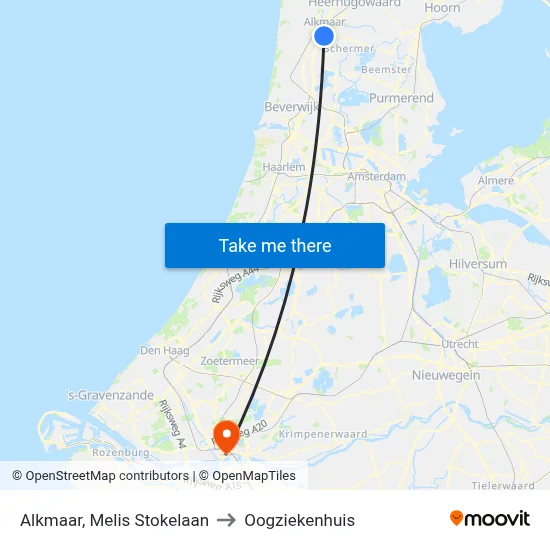 Alkmaar, Melis Stokelaan to Oogziekenhuis map