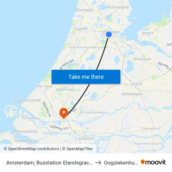 Amsterdam, Busstation Elandsgracht to Oogziekenhuis map