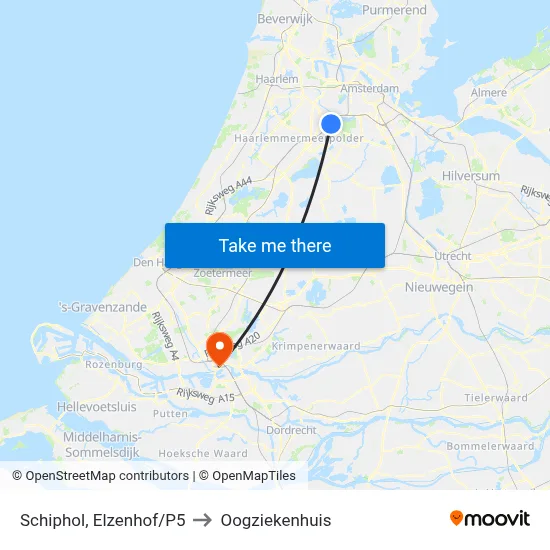 Schiphol, Elzenhof/P5 to Oogziekenhuis map
