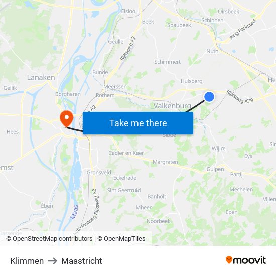 Klimmen to Maastricht map