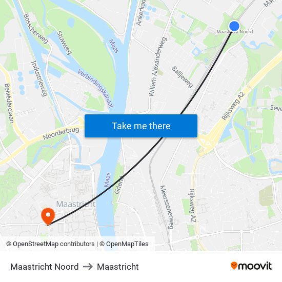 Maastricht Noord to Maastricht map