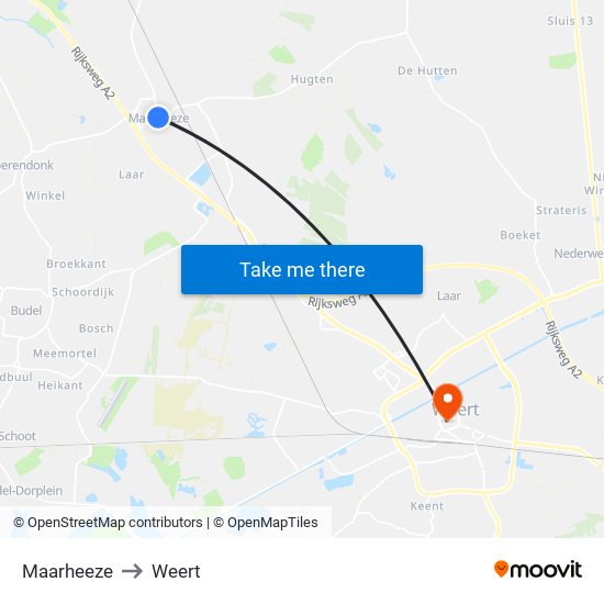 Maarheeze to Weert map