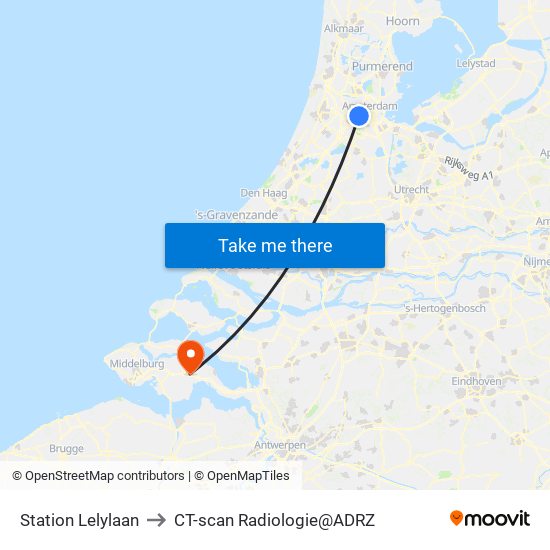 Station Lelylaan to CT-scan Radiologie@ADRZ map