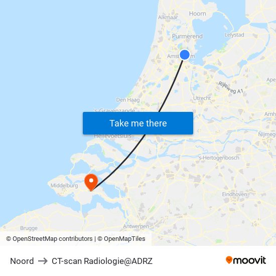 Noord to CT-scan Radiologie@ADRZ map