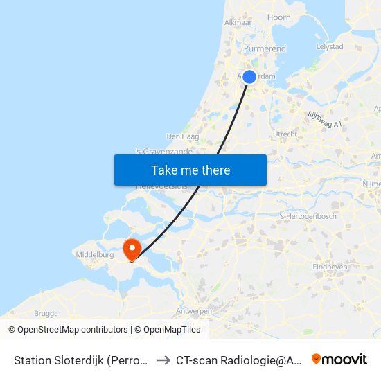 Station Sloterdijk (Perron N) to CT-scan Radiologie@ADRZ map