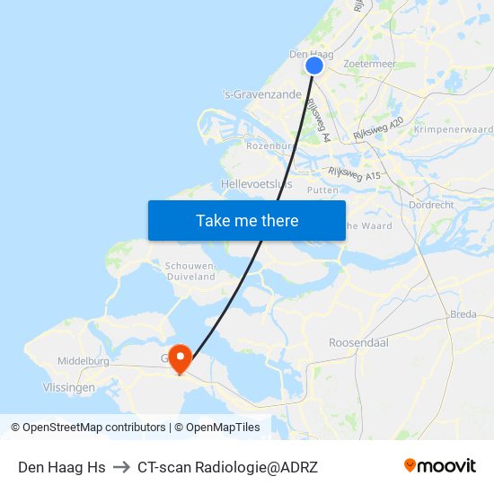 Den Haag Hs to CT-scan Radiologie@ADRZ map