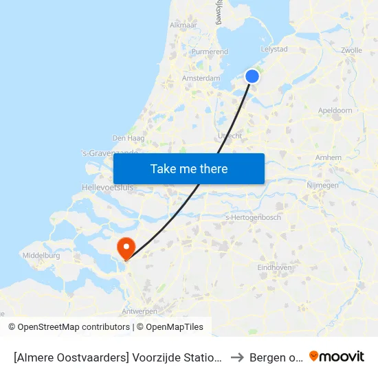[Almere Oostvaarders] Voorzijde Station, Busstrook Ambonstraat to Bergen op Zoom map