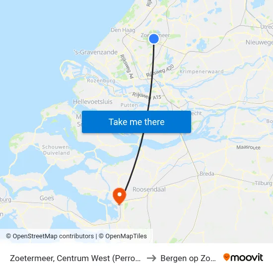 Zoetermeer, Centrum West (Perron A) to Bergen op Zoom map