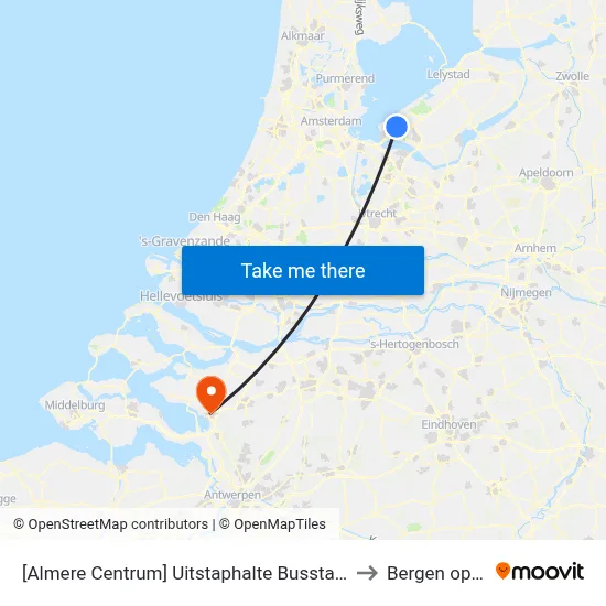 [Almere Centrum] Uitstaphalte Busstation,Haltes O,P,Q to Bergen op Zoom map