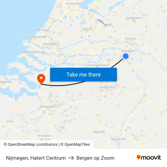 Nijmegen, Hatert Centrum to Bergen op Zoom map