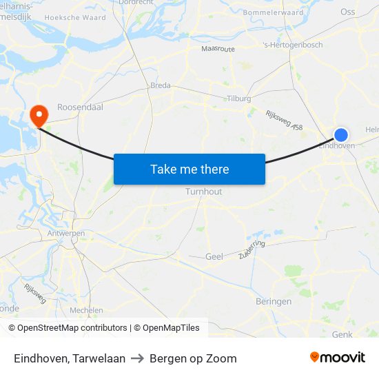 Eindhoven, Tarwelaan to Bergen op Zoom map