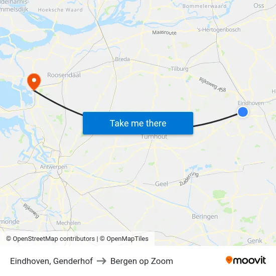 Eindhoven, Genderhof to Bergen op Zoom map