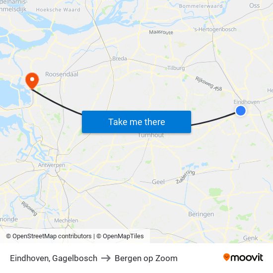 Eindhoven, Gagelbosch to Bergen op Zoom map