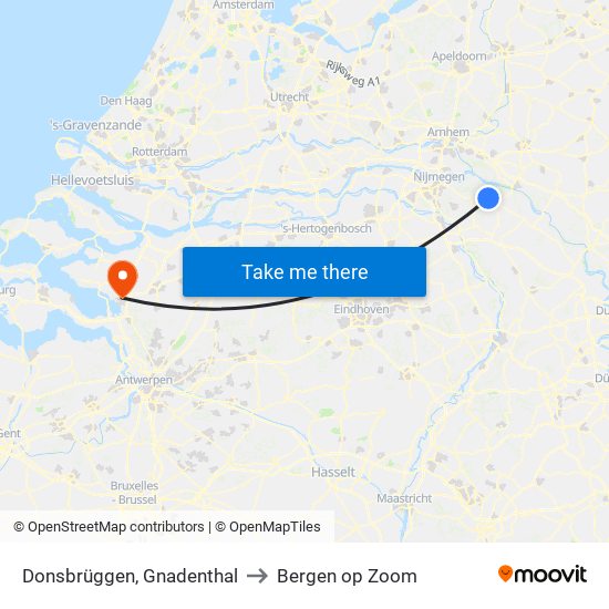 Donsbrüggen, Gnadenthal to Bergen op Zoom map
