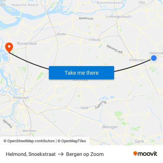 Helmond, Snoekstraat to Bergen op Zoom map