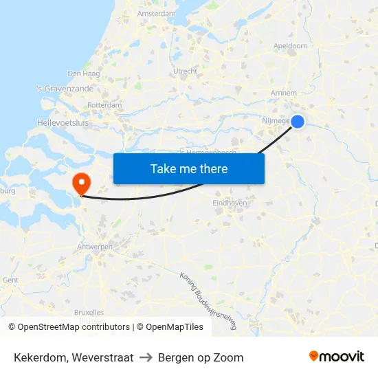 Kekerdom, Weverstraat to Bergen op Zoom map