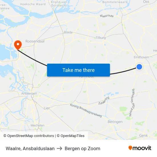 Waalre, Ansbalduslaan to Bergen op Zoom map
