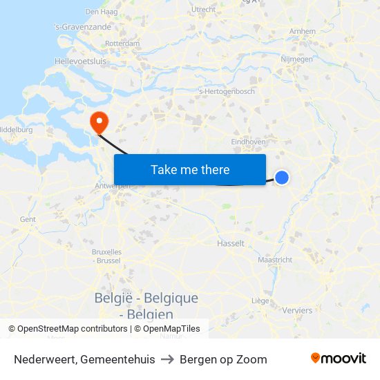 Nederweert, Gemeentehuis to Bergen op Zoom map