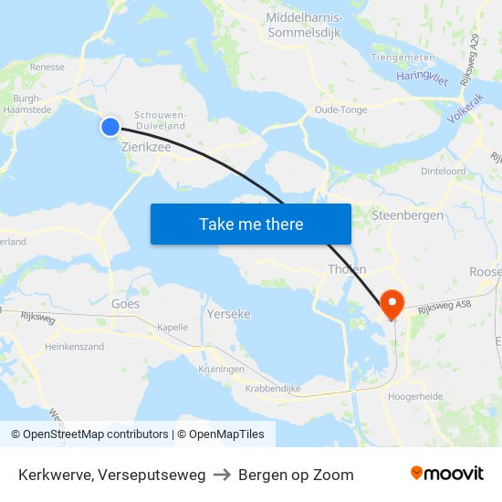 Kerkwerve, Verseputseweg to Bergen op Zoom map