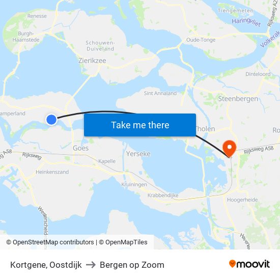 Kortgene, Oostdijk to Bergen op Zoom map