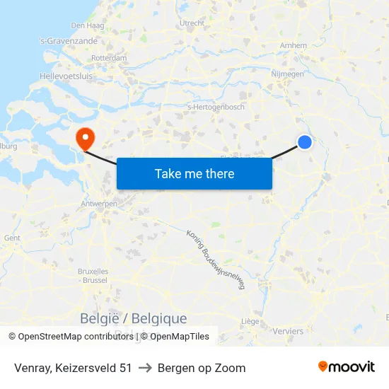 Venray, Keizersveld 51 to Bergen op Zoom map